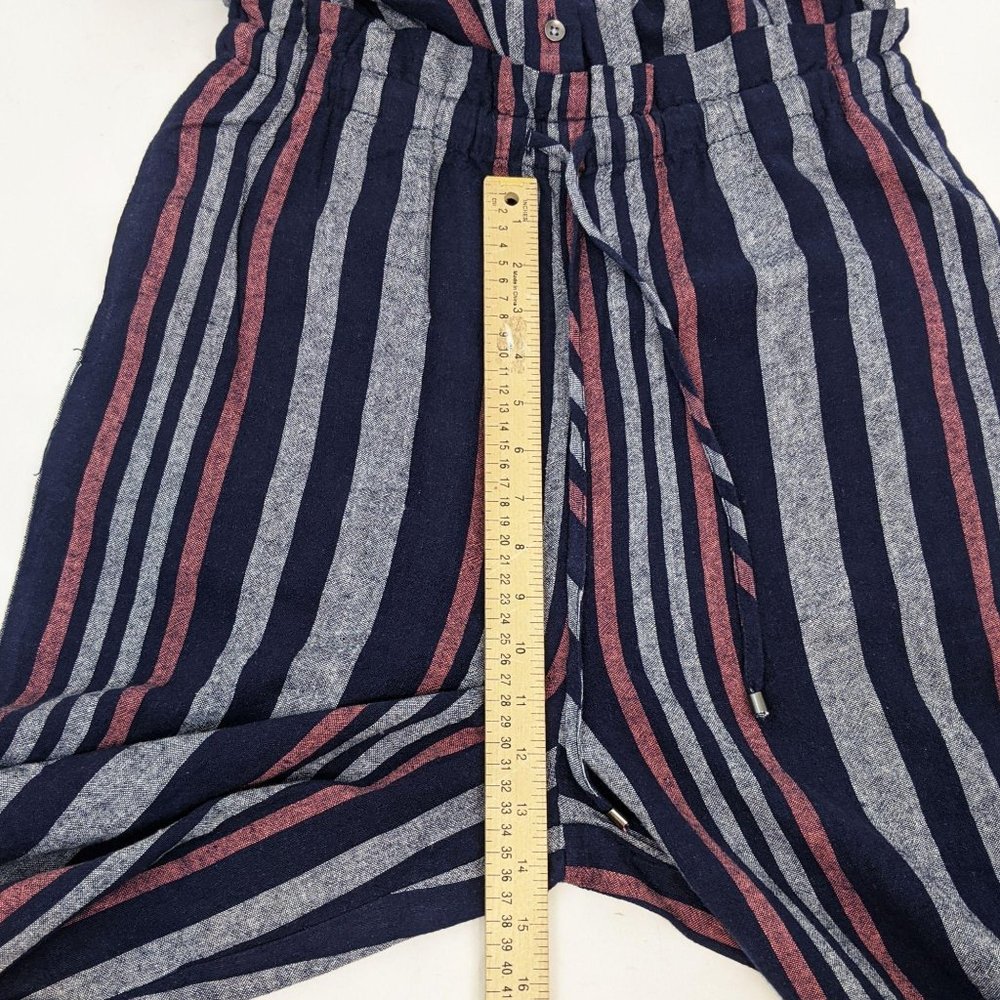 Splendid Linen Striped Jumpsuit NEW M Navy Pink NWT - Picture 9 of 12
